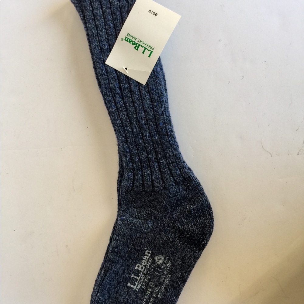 L.L. Bean stretch wool socks Indigo SZ 9-11 NEW - Picture 4 of 8